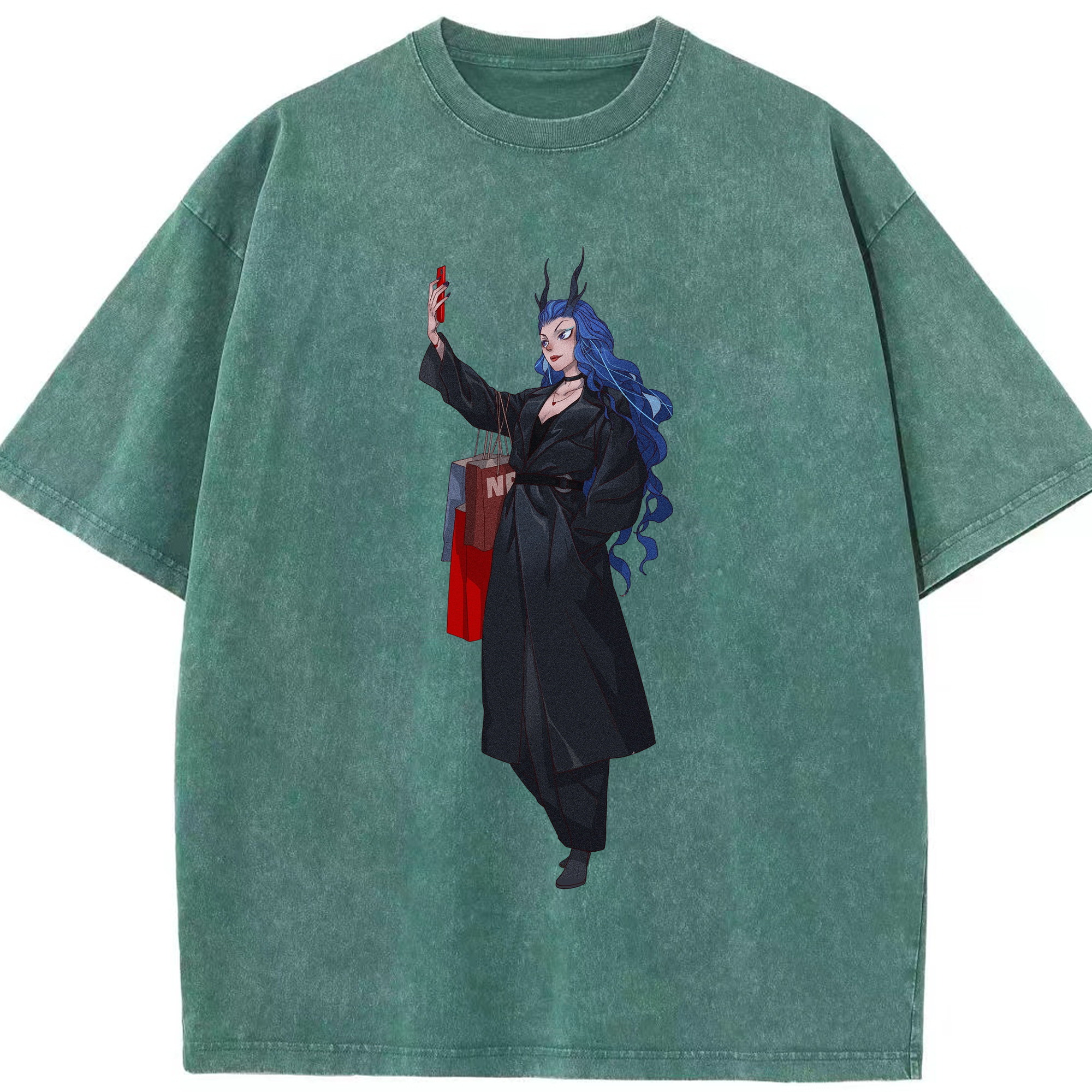 （画像用） Ne Zha 2 ナタ 魔童の大暴れ 綿100% ヴィンテージ風 半袖Tシャツ（フロントプリント）